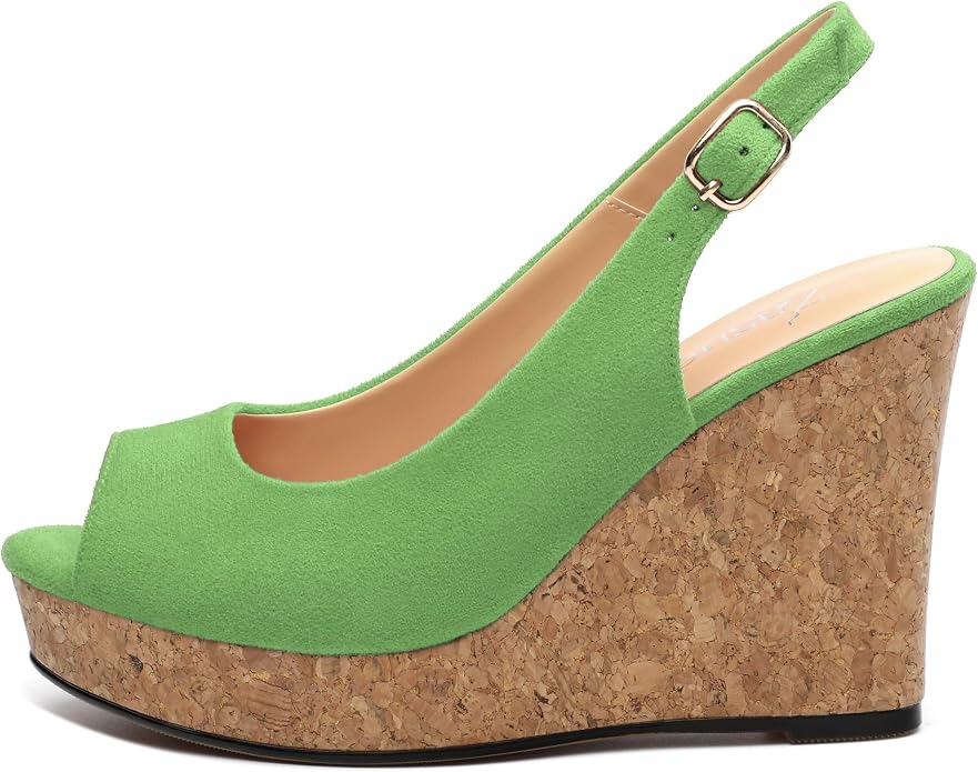 Womens Wedge Platform Sandals Peep Open Toe Slingback Buckle High Heel Dress - Image 2