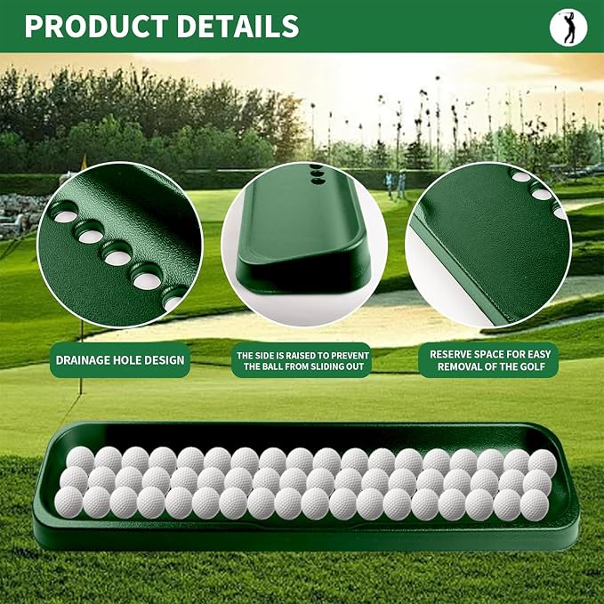 Golf Ball Tray, Dark Green | 100-Ball Capacity | Heavy-Duty High-Impact Plastic - Image 3