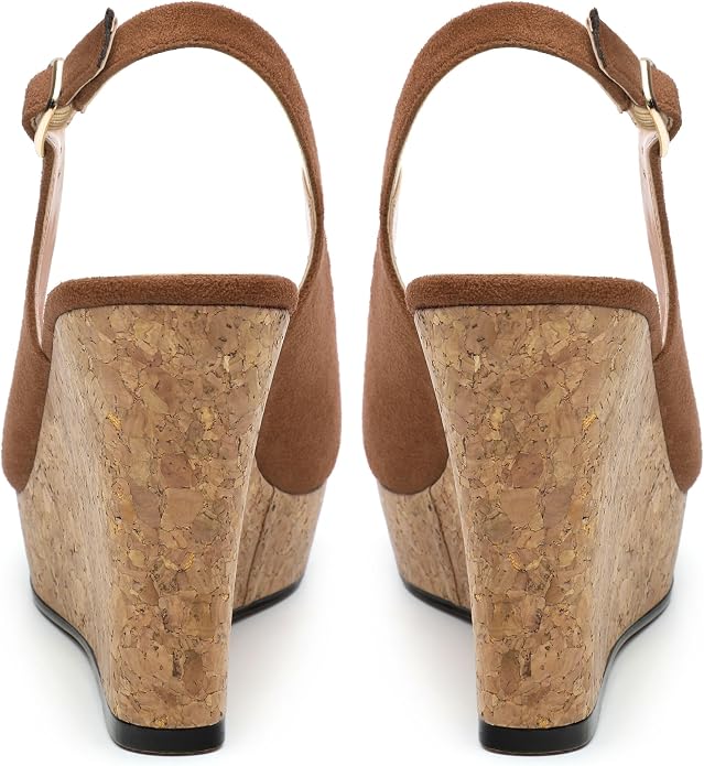 Womens Wedge Platform Sandals Peep Open Toe Slingback Buckle High Heel Dress - Image 4