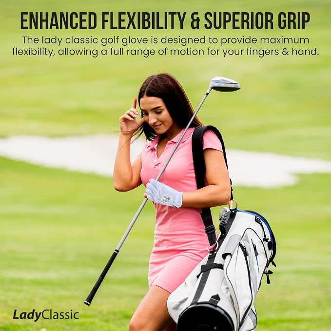 Mesh Half Golf Glove for Women – Premium Cabretta Leather Palm, Breathable Mesh - Image 6