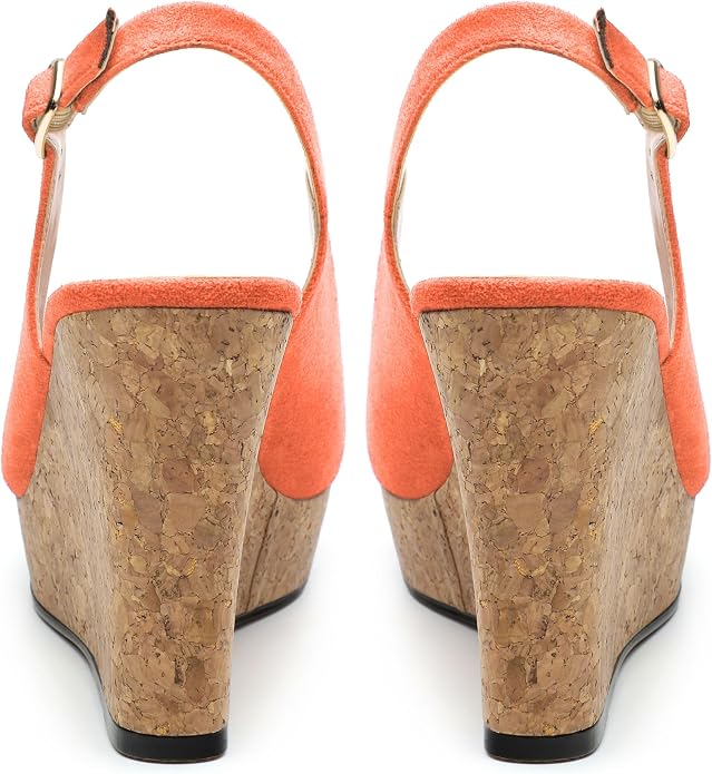 Womens Wedge Platform Sandals Peep Open Toe Slingback Buckle High Heel Dress - Image 4