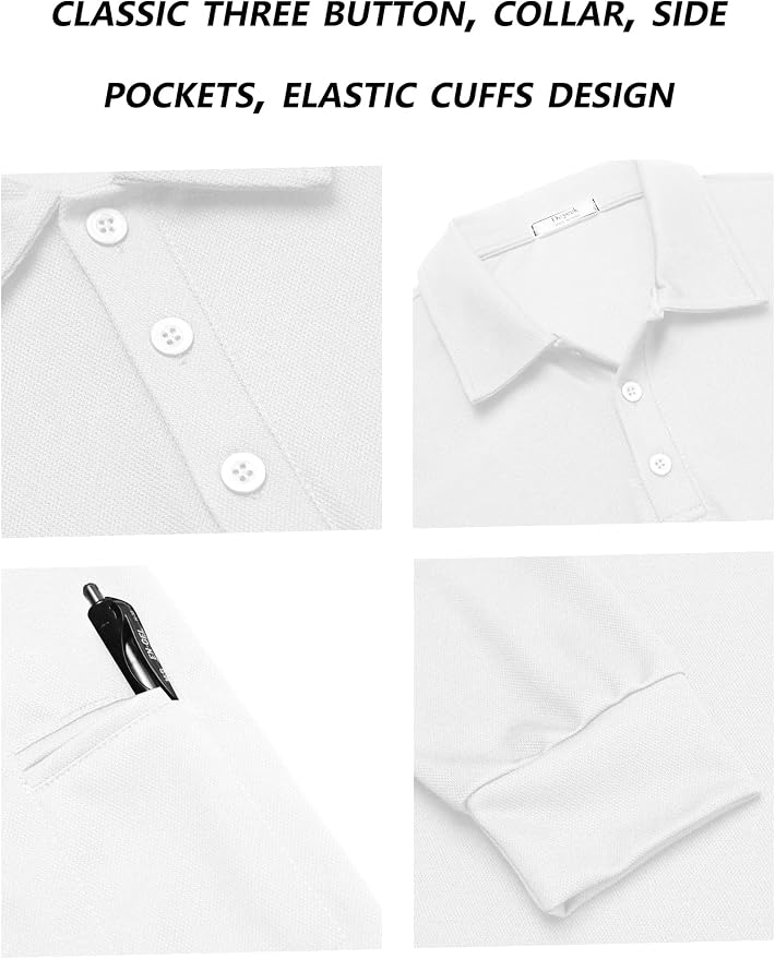 Deyeek Men's Polo Shirts Long Sleeve Golf Polo Shirts - Image 3