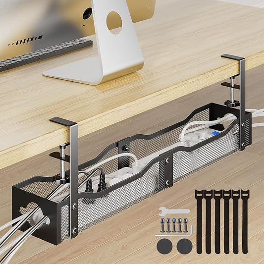 DELAMU 25'' Upgraded Under Desk Cable Management, No Dill Desk Cable Management by DELAMU