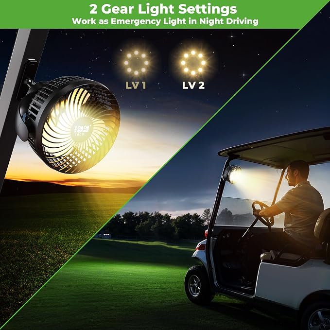 10L0L 2 Pack Magnetic Golf Cart Fans Rechargeable Big Battery Powered Portable - Image 4