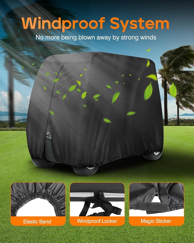 Golf Cart Cover 4 Passenger Heavy Duty, 420D Waterproof Golf Cart Covers - Image 6