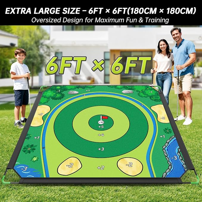 Golf Chipping Game Set, 71 X 71 in Large Golf Practice Mat - Image 5