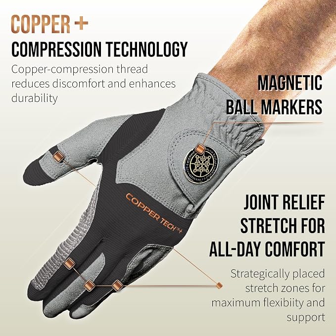 Copper Tech Golf Gloves Men Right Handed Golfer or Left Handed Golfer | Copper - Image 2
