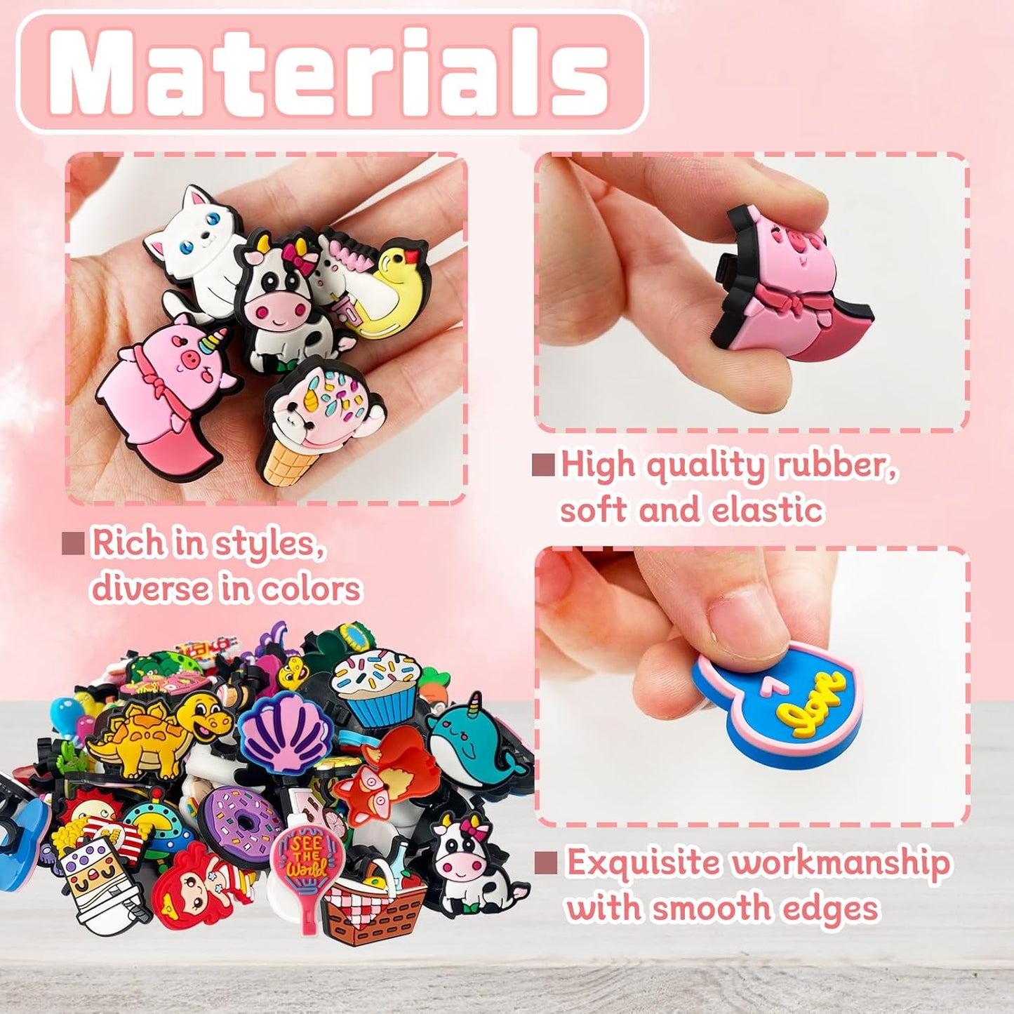 100 Pcs Cute Pencil Topper Decoration,Bulk Random Pencil Topper Accessories,Different Pencil Clips Decorations for Pupil/Junior Students Gifts,Awards,Prize