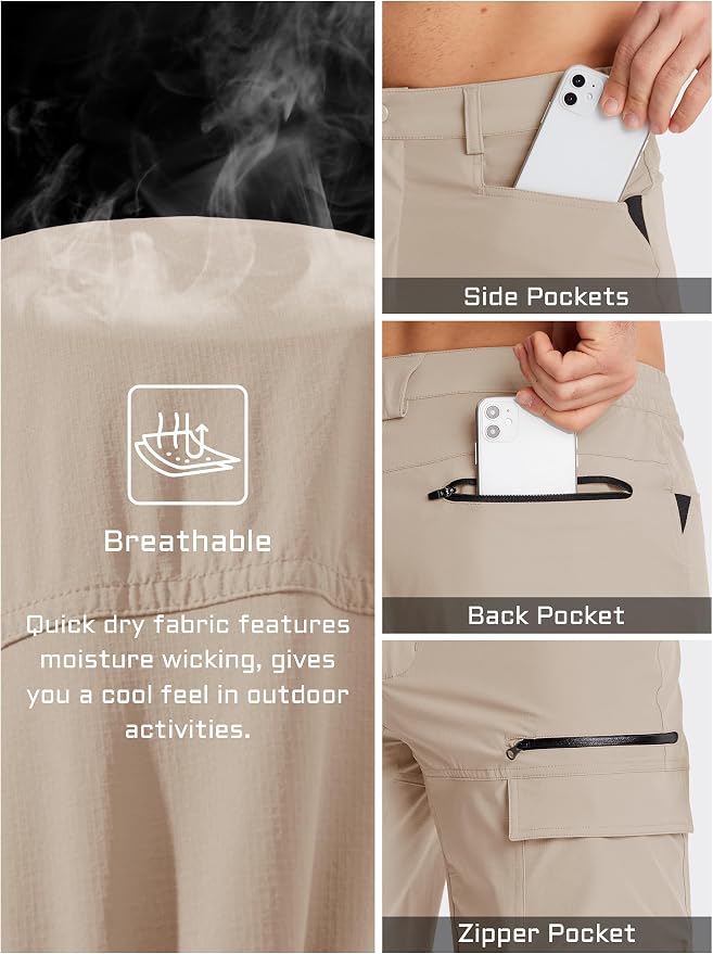 TACVASEN Men's Summer Outdoor Shorts Quick Dry Cargo Casual Work Hiking Shorts - Image 5