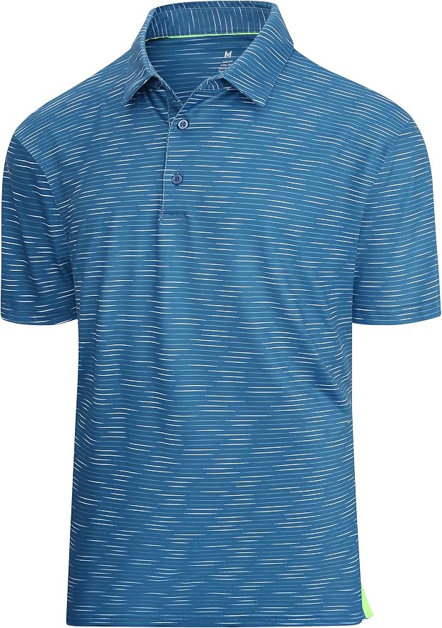 Esabel.C Jacquard Golf Shirts for Men Moisture Wicking Short Sleeve Performance by EsabelC