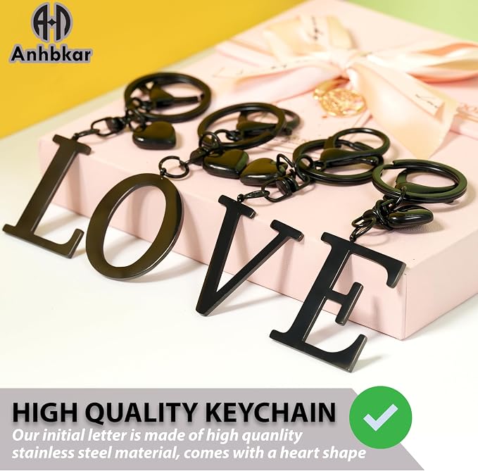 Metal Heart Alphabet Keychain for Women, Girls - Image 3