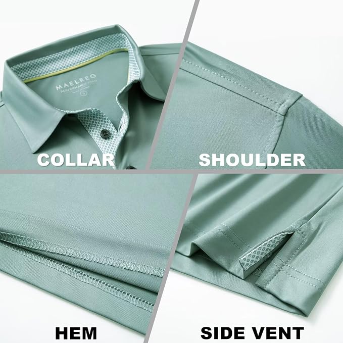 Mens Polo Shirts Short and Long Sleeve Casual Solid Stylish Dry Fit Performance - Image 4