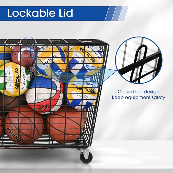 Mythinglogic Rolling Ball Storage Cart, Sports Equipment Storage Organizer - Image 3