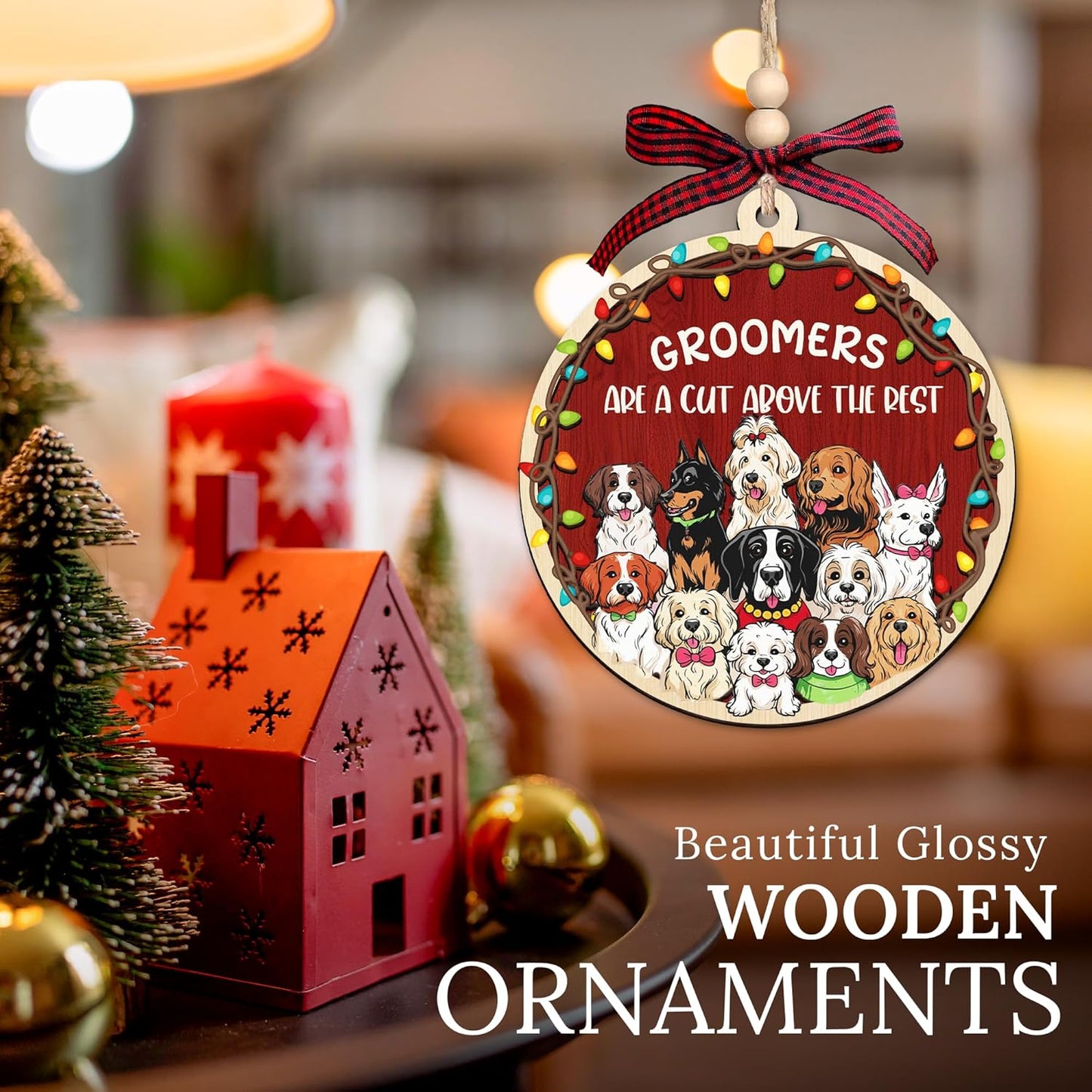 HEXMOZ Dog Groomer Gifts for Women - Thank You, Appreciation Gifts for Dog Groomers - Pet Dogs Groomer Christmas Ornament Holiday Decorations, Dogs Gift Ideas - Wood Xmas Ornaments for Christmas Tree
