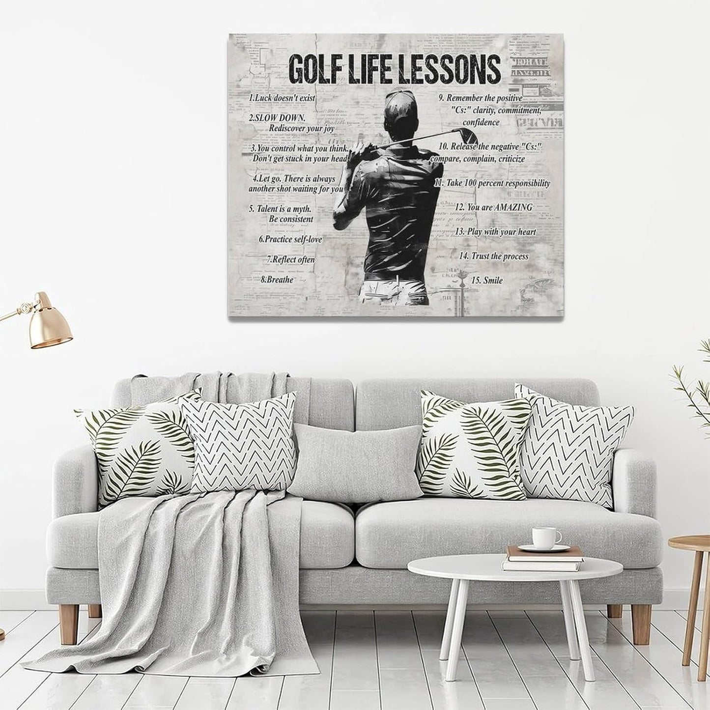 Gyeong Golf Sports Wall Art Golf Life Lessons Wall Decor Golf Sign Retro Poster Boy Men Room Motivational Decorations Canvas Print Painting Artwork for Bedroom Bathroom Living Room 24"x20"