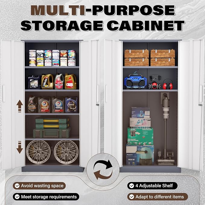 Incbruce 72” Metal Storage Cabinet, Garage Cabinets and Storage System - Image 8