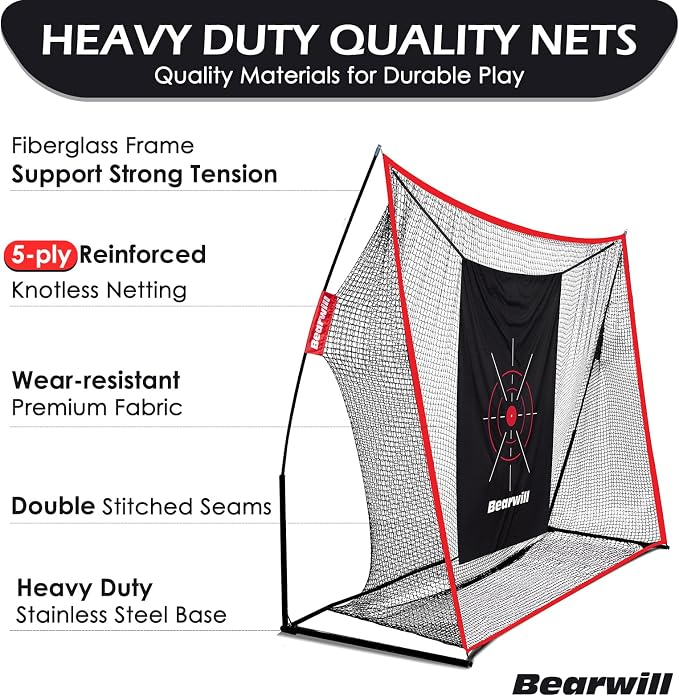 Bearwill Golf Net, 10x7ft Heavy Duty Golf Practice Nets - Image 3