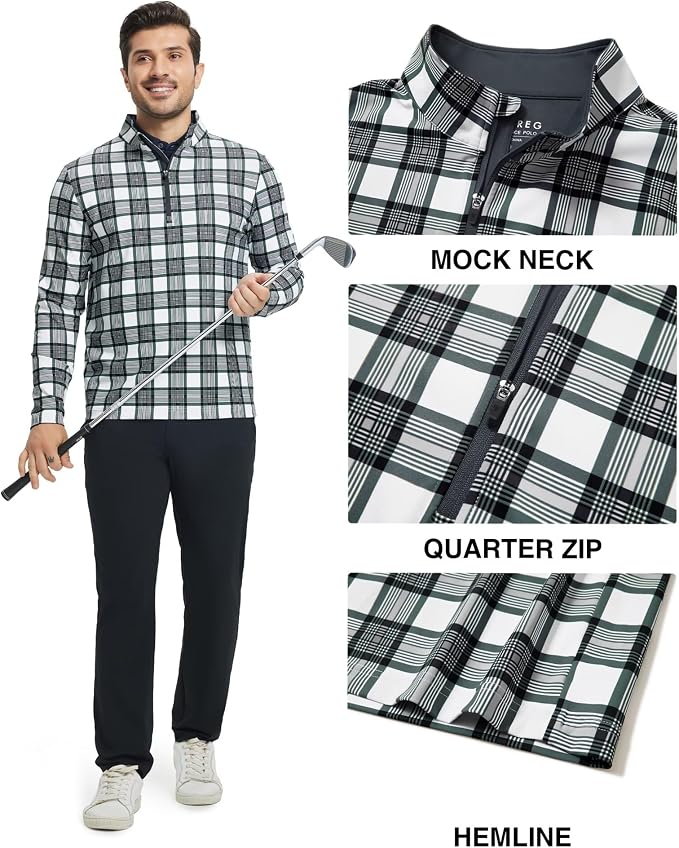M MAELREG Quarter Zip Golf Pullover Men Dry Fit Long Sleeve Performance Wicking - Image 3