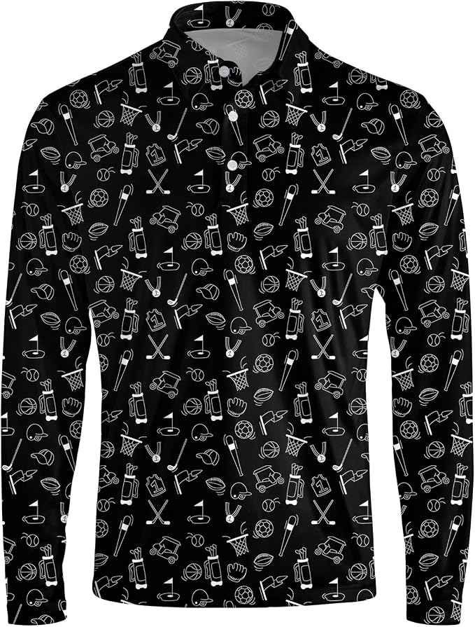 Men's Long Sleeve Golf Shirt Quick Dry 3 Button Work Fishing Outdoor Casual - Image 3