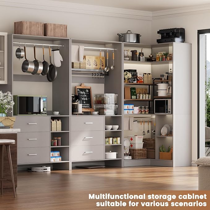 Aheaplus Closet System with 6 Drawers, 4 Hanging Rods & Corner Tower, Corner - Image 6