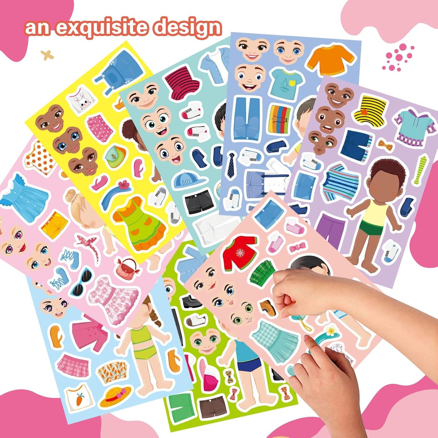 24 Sheets Make a Face and Dress Up Stickers for Girls Boys, Make Your Own Stickers for Kids Toddlers, Preschool Children Crafts Party Favor, Rewards, Art Craft, Birthday Gift