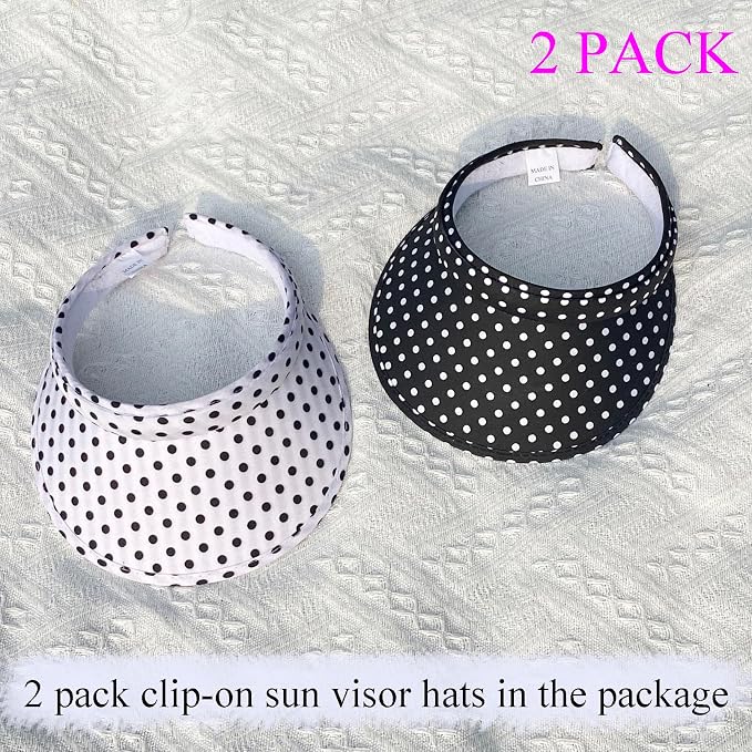 2 Pack Sun Visor Hats Women Men Clip On Wide Brim Visors Hat Outdoor Sports - Image 2
