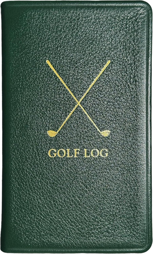 Graphic Image On The Green Golf Journal, Golf Score Log Book, Genuine Full Grain Leather (Green, Compact - 3" x 5") Published & Bound in the USA