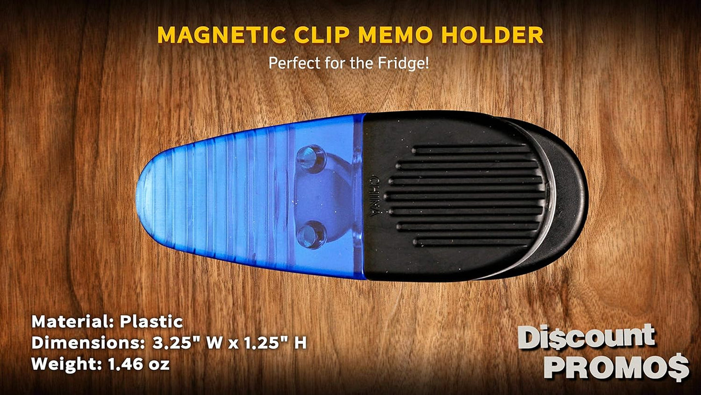10 Magnetic Memo Holders Set - Large Clip, Plastic - TBlue