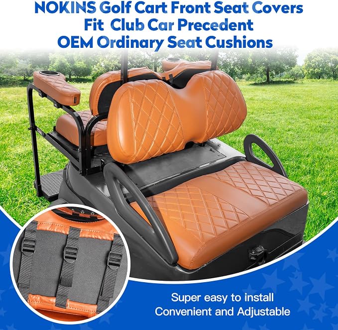 NOKINS Golf Cart Seat Covers for Club Car Precedent, Vinyl Front&Rear Seat Cover - Image 2