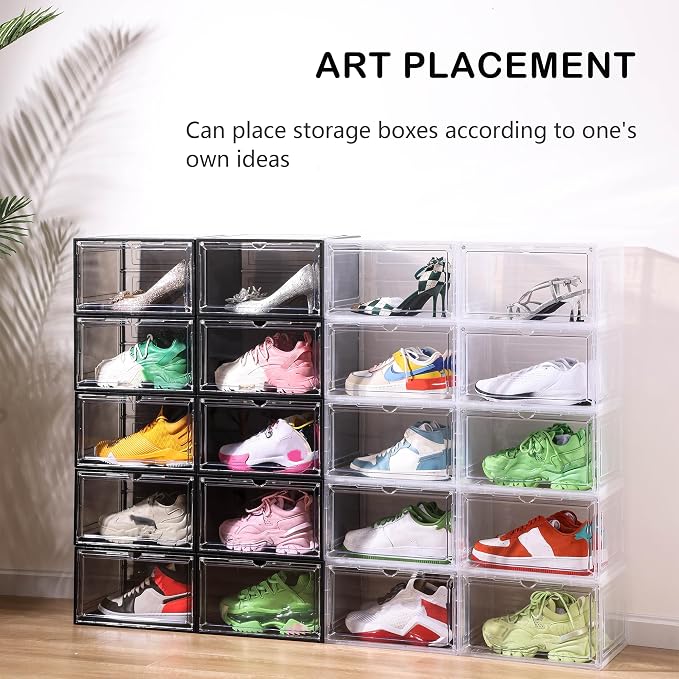 Attelite 8 Pack Shoe Boxes Clear Plastic Stackable, Upgrade Large Shoe Storage - Image 6