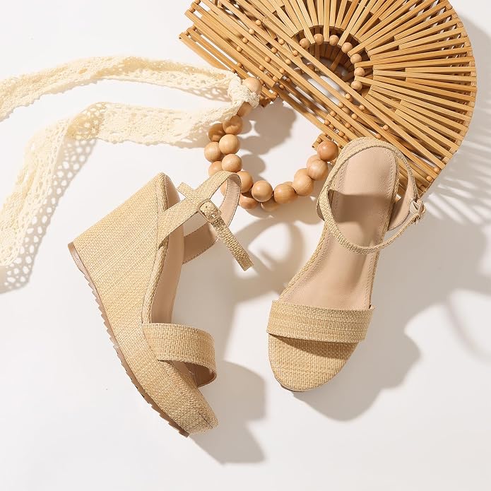 mikarka Women's Espadrille Wedge Sandals: Ankle Strap Platform Open Toe Wedges - Image 2