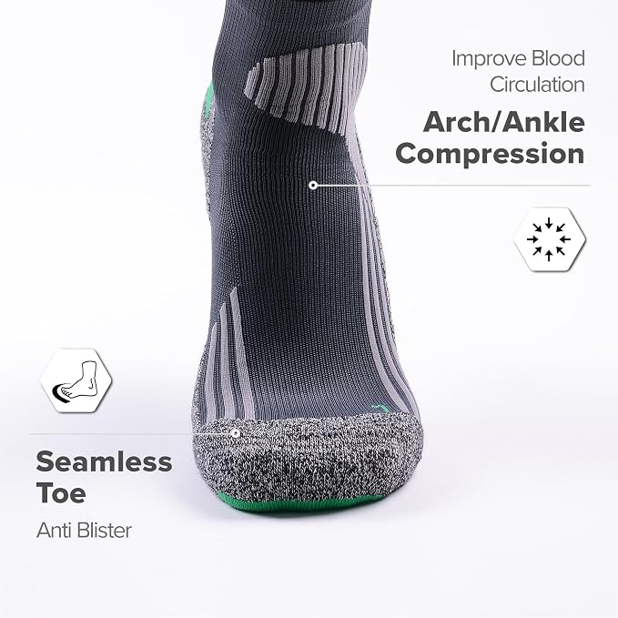 Tactia Full Cushion Compression Socks Men, Coolmax No-Blister Wicking Padded - Image 2