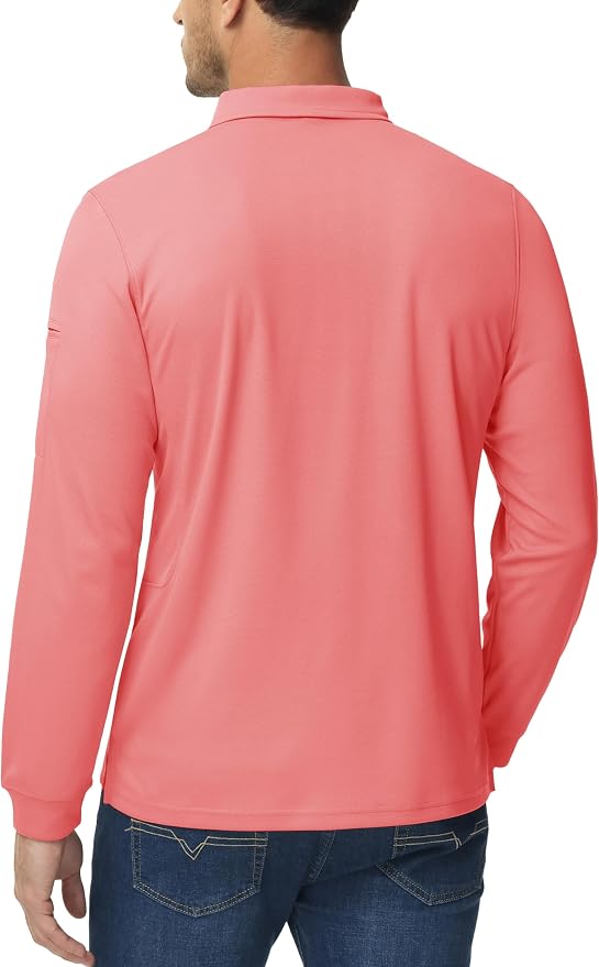 MAGCOMSEN Men's Polo Shirts 3 Button Quick Dry Performance Long Sleeve Tactical - Image 5