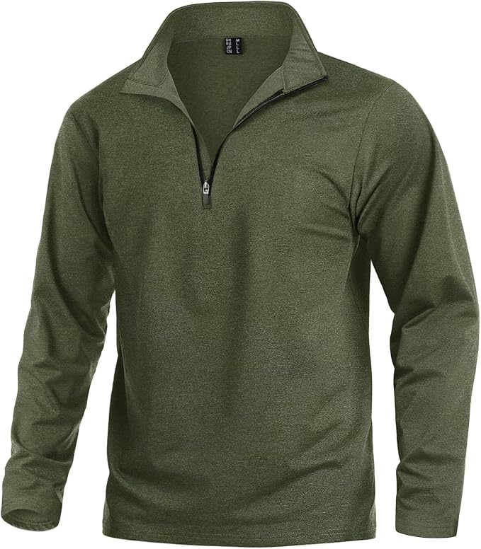 KEFITEVD Men's Quarter Zip Pullover Fleece Lined Long Sleeve Golf Shirt 1/4 Zip by KEFITEVD