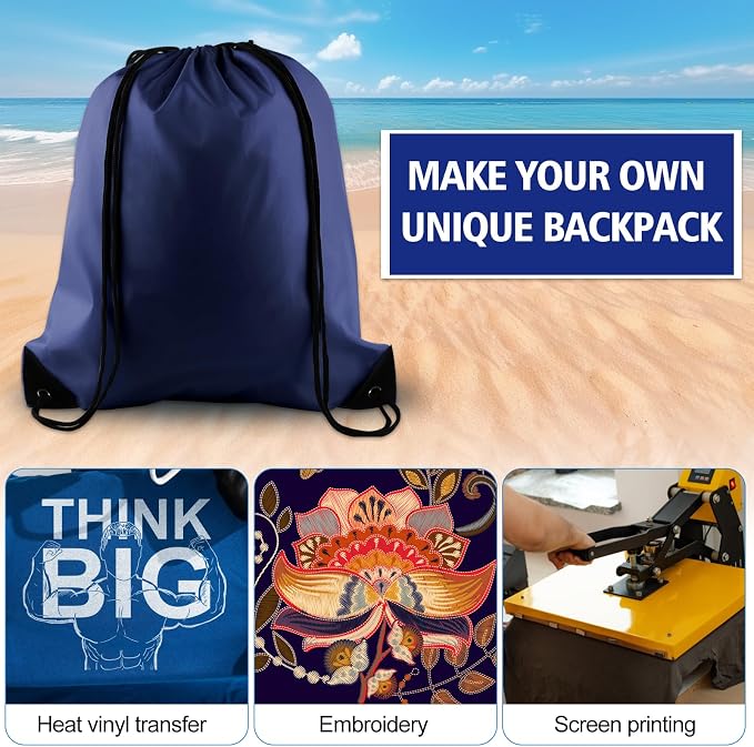 KUUQA 60Pcs Drawstring Backpack Bag Bulk Navy Blue Drawstring Bags String Bags - Image 3