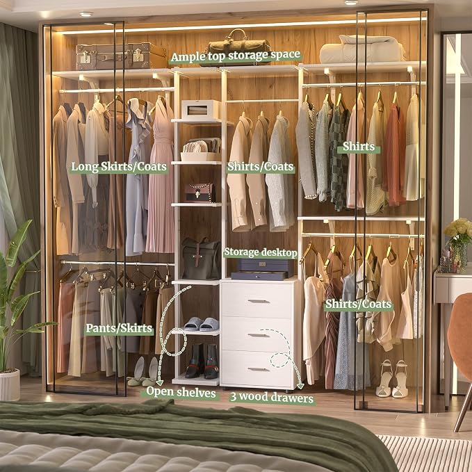 Aheaplus Closet System with Drawers, Closet Organizer System Storage with - Image 2