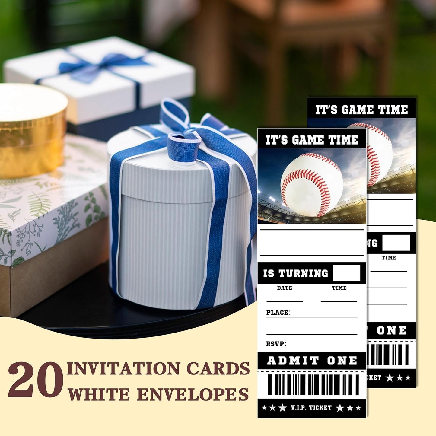 20 Baseball Game Ticket Invite Cards-Baseball Birthday Invitation with Envelopes for Teens kids Adults-Sports Birthday Cards-Party Favor & Supplies (3×8 inch)-A08
