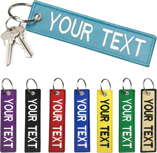 mvcen Personalized Keychain, Embroidery Keychain Double Side Custom Key Tag by mvcen