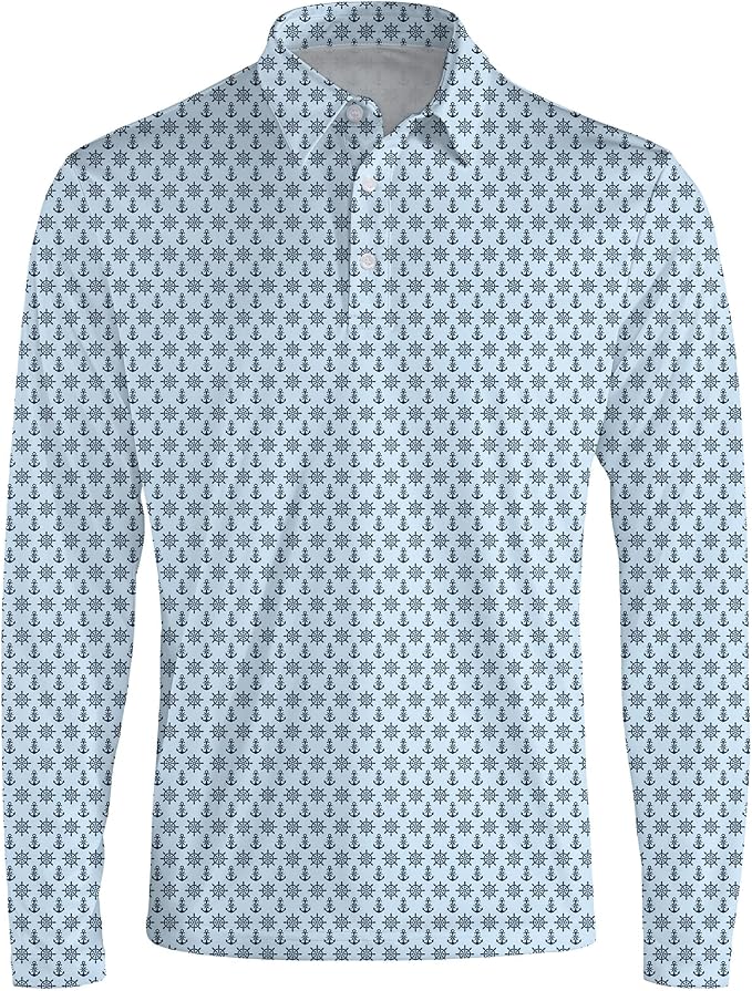 Men's Long Sleeve Golf Shirt Quick Dry 3 Button Work Fishing Outdoor Casual - Image 3