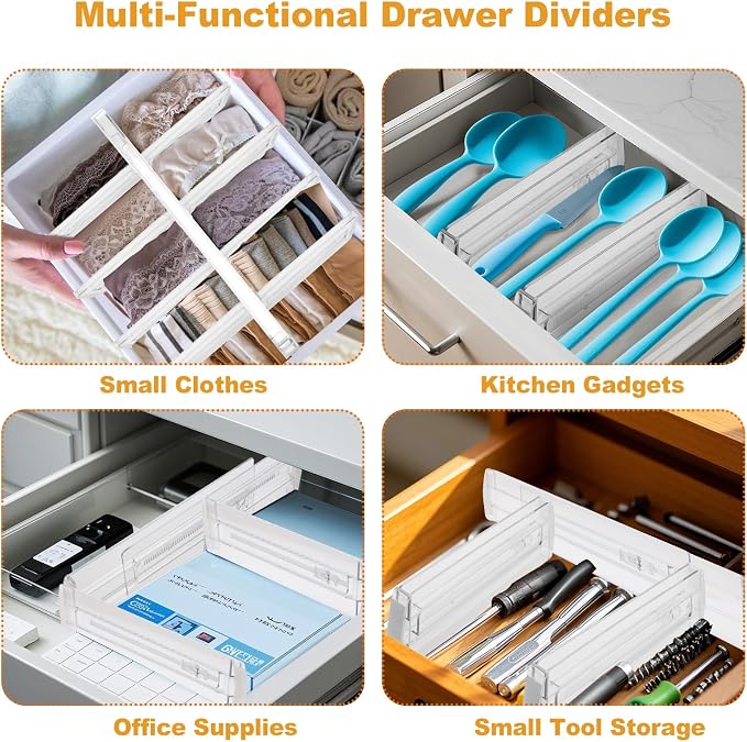 8 Pack 4" High Drawer Dividers for Clothes, Kitchen Utensils Storage - Image 6