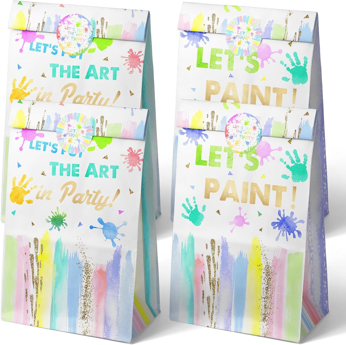 24 Art Birthday Party Favor Bags Painting Goodie Bags Rainbow Pastel Colorful Paint Party Favors for Kids Painting Birthday Party Decoration