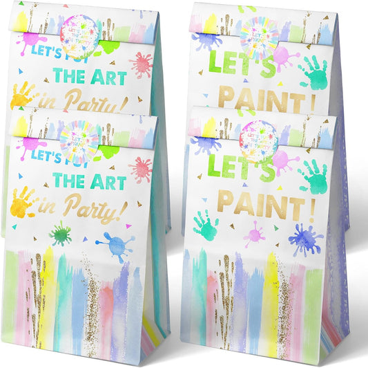 24 Art Birthday Party Favor Bags Painting Goodie Bags Rainbow Pastel Colorful Paint Party Favors for Kids Painting Birthday Party Decoration