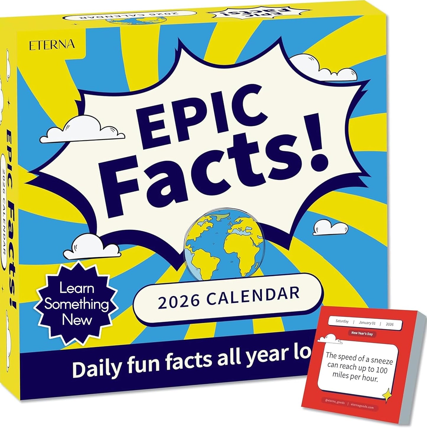 2026 Epic Facts Daily Desktop Calendar | Day To Day Tear Off Calendar with 365 Interesting Mental Floss Facts for Everyday of the Year, Fun Box Calendar Gift For Men or Women, Christmas Stocking Stuffer Gift for Home or Office