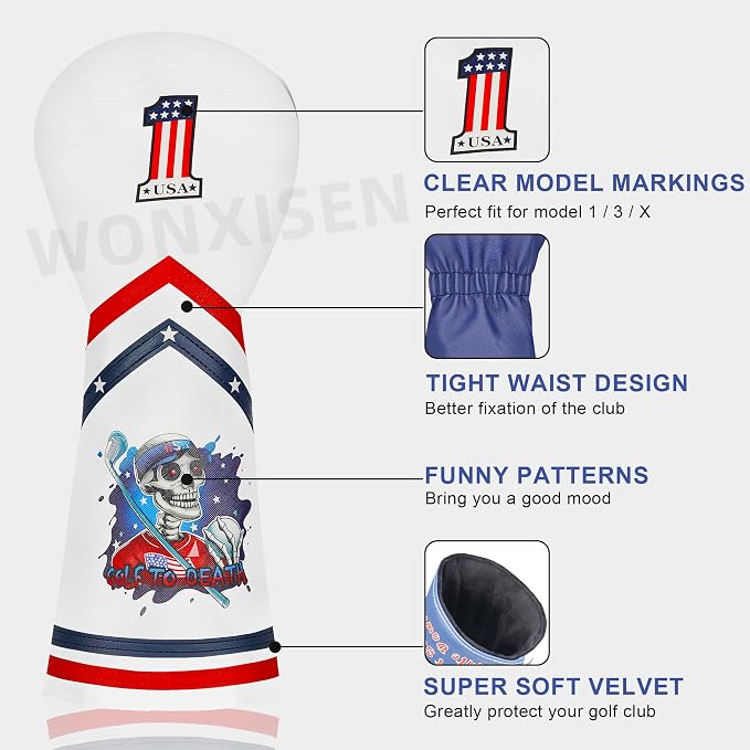 Golf Club Headcover for Drivers, Fairway Woods, Hybrid/Rescue Funny Style - Image 3
