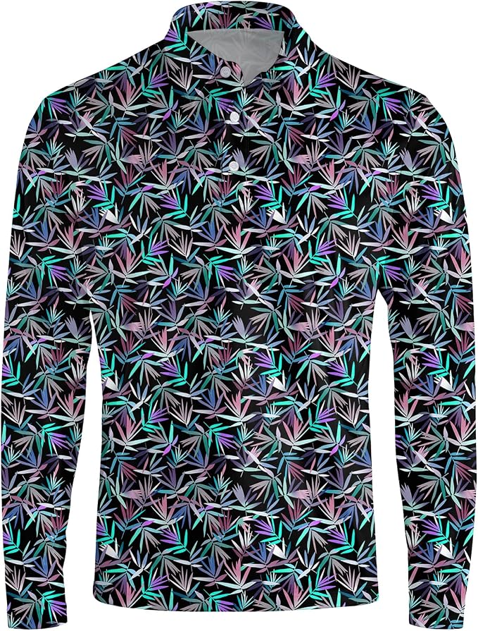 Men's Long Sleeve Golf Shirt Quick Dry 3 Button Work Fishing Outdoor Casual - Image 3