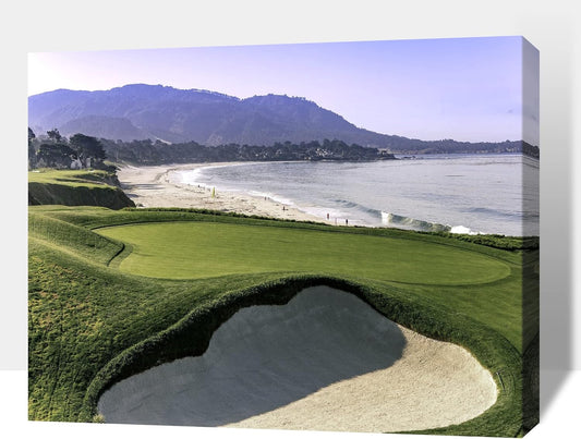 Beach Golf Wall Art, Pebble Beach Golf Links Spiritual Picture for Living Room Wall Decor, Outdoor Sports Golf Painting Prints Bedroom Kitchen Decor, Framed Artwork for Office Home 32x48 Inches