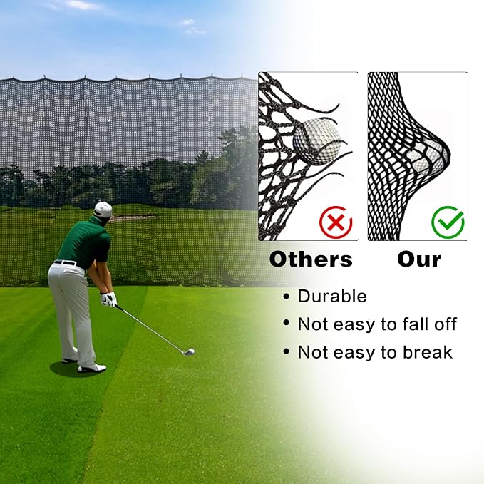 Golf Net, 12X12ft /12X15ft/12X20ft Golf Practice Net Sports Practice Barrier Net - Image 7