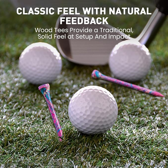 FINGER TEN Golf Tees Stylish Bamboo Wooden Coloured Painted Value 100 Pack - Image 4