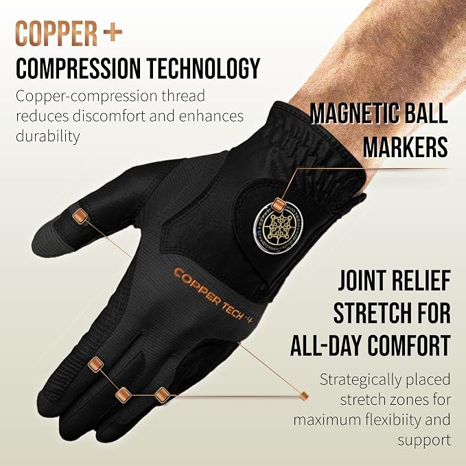 Copper Tech Golf Gloves Men Right Handed Golfer or Left Handed Golfer | Copper - Image 2