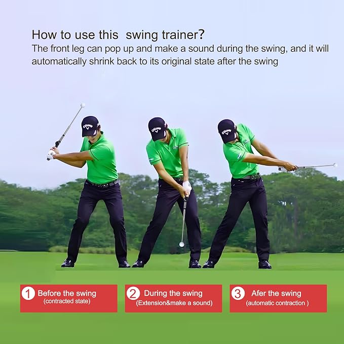 Retractable Golf Swing Training Aid, Rhythm Click Sound Warm-up Golf Swing - Image 2